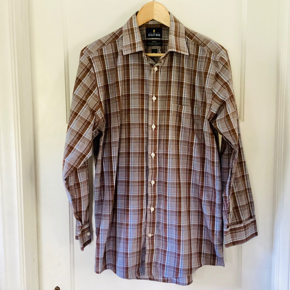 Lot of 2 Stafford’s EASY CARE BROADCLOTH FITTED PLAID Dress Shirts 15.5 32-33 - Picture 14 of 14